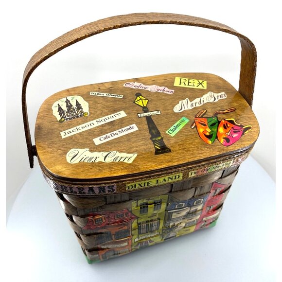 Boho Basket Purse, Vintage Nan Caro Design, Signed by J Hussey of Metairie, LA - Picture 4 of 16